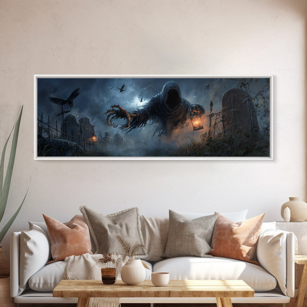 The Tattered Wraith, Extra Wide Wall Art, Dark Fantasy Wall Art, Canvas Print, Halloween Wall Decor, Gothic Home Decor, Halloween Wall Art