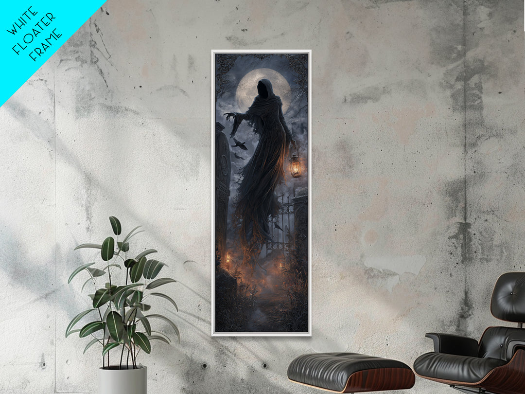 The Tattered Wraith, Tall Narrow Wall Art, Haunted Gothic Art, Framed Canvas Print, Halloween Wall Decor, Gothic Home Decor, Horror Wall Art