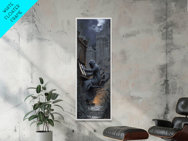 The Phantom Organist, Tall Narrow Wall Art, Haunted Gothic Art, Framed Canvas Print, Halloween Wall Decor, Gothic Home Decor