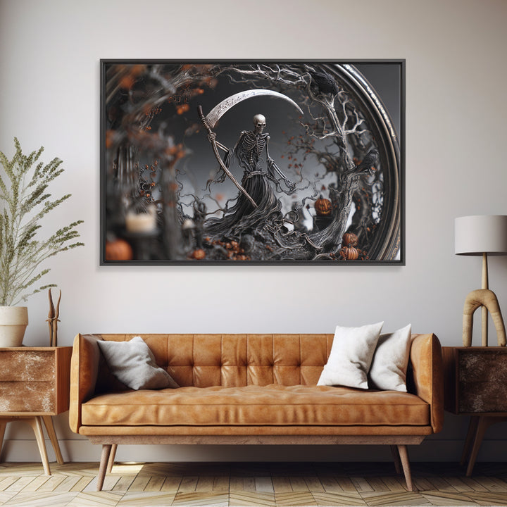 The Fog-Bound Reaper, Landscape Wall Art, Haunted Gothic Art, Framed Canvas Print, Halloween Wall Decor, Gothic Home Decor, Macabre Wall Art