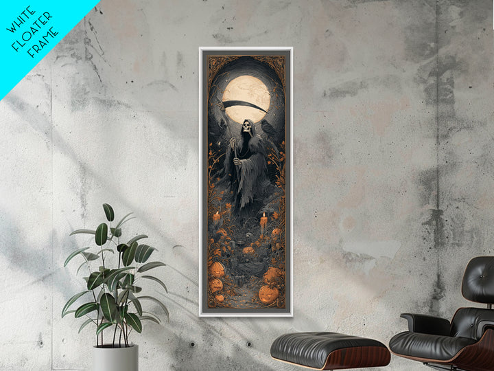 The Fog-Bound Reaper, Tall Narrow Wall Art, Spooky Home Decor, Canvas Print, Halloween Wall Decor, Gothic Home Decor, Halloween Wall Art