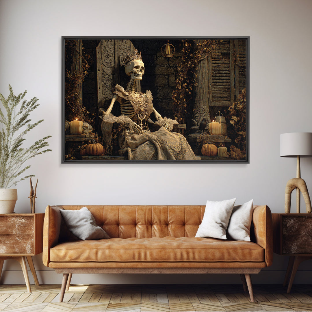 The Bone Queen, Landscape Wall Art, Gothic Horror Wall Art, Framed Canvas Print, Halloween Wall Decor, Gothic Home Decor, Macabre Wall Art