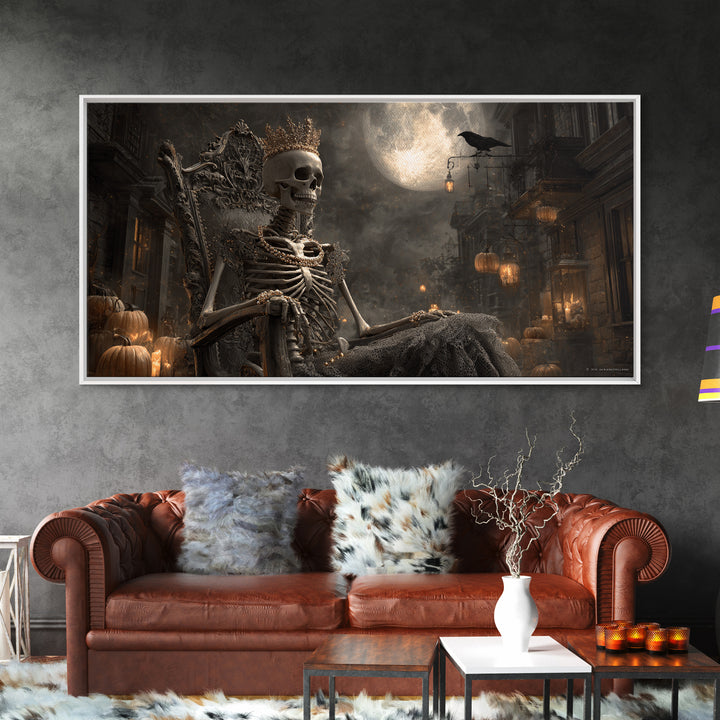 The Bone Queen, Wide Panoramic Art, Dark Halloween Decor, Canvas Print, Halloween Wall Decor, Gothic Home Decor, Collectible Wall Decor