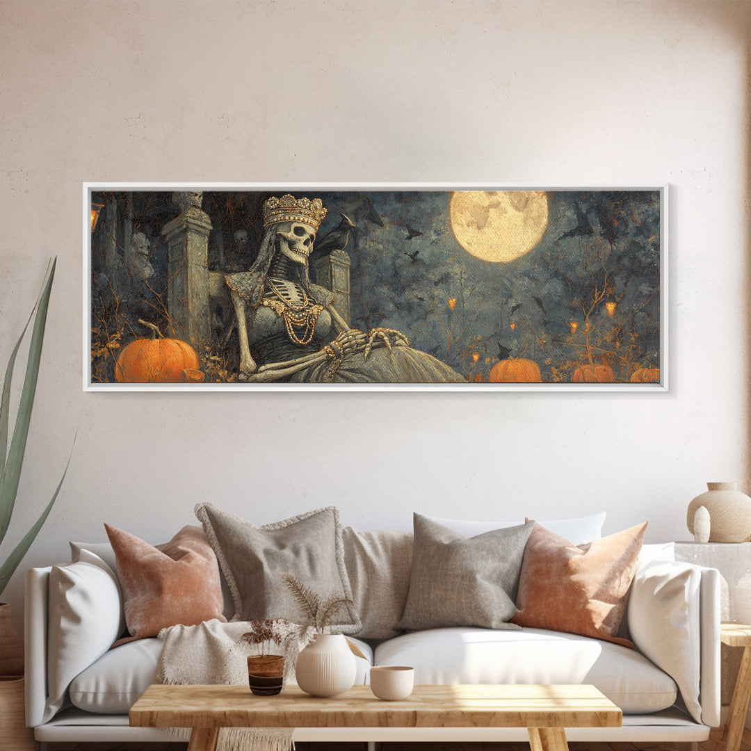 The Bone Queen, Extra Wide Wall Art, Dark Halloween Decor, Canvas Print, Halloween Wall Decor, Gothic Home Decor, Spooky Wall Decor