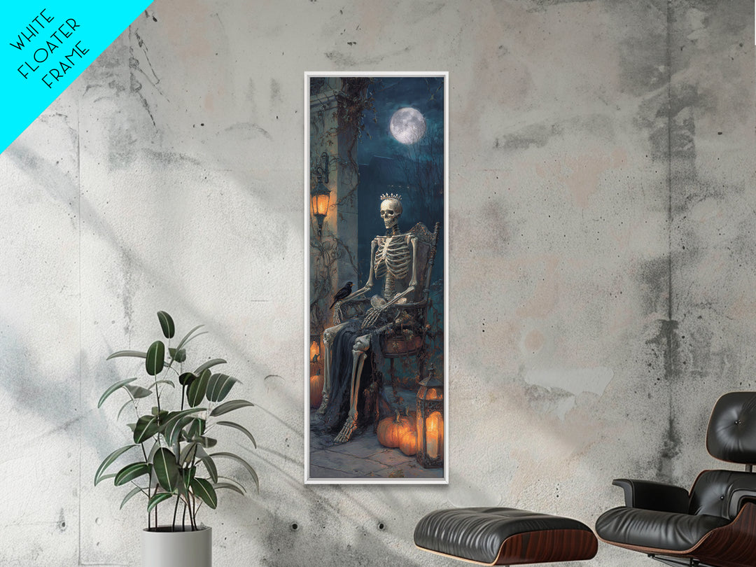 The Bone Queen, Tall Narrow Wall Art, Gothic Horror Wall Art, Framed Canvas Print, Halloween Wall Decor, Gothic Home Decor