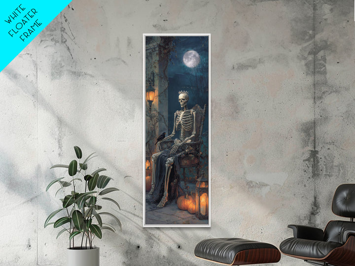 The Bone Queen, Tall Narrow Wall Art, Gothic Horror Wall Art, Framed Canvas Print, Halloween Wall Decor, Gothic Home Decor