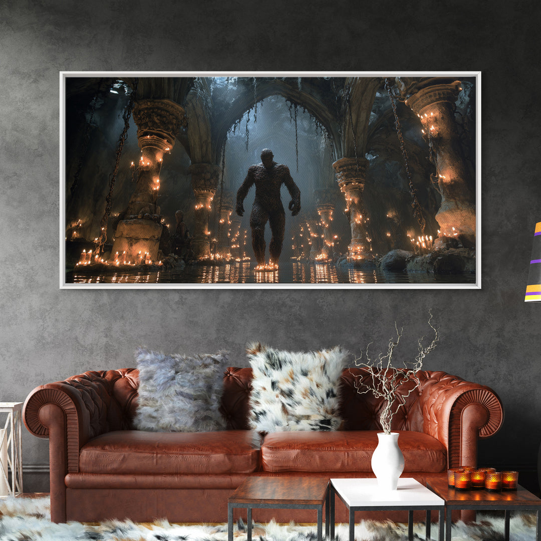 The Candlewax Man, Wide Panoramic Art, Dark Halloween Decor, Canvas Print, Halloween Wall Decor, Gothic Home Decor, Statement Wall Art