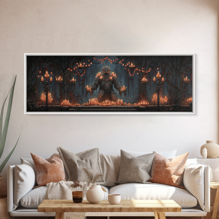 The Candlewax Man, Extra Wide Wall Art, Macabre Wall Art, Framed Canvas Print, Halloween Wall Decor, Gothic Home Decor, Halloween Decor
