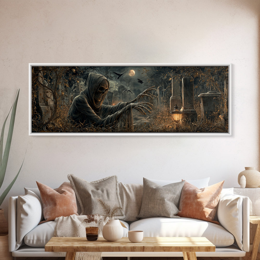 The Mirror Spirit, Extra Wide Wall Art, Dark Halloween Decor, Canvas Print, Halloween Wall Decor, Gothic Home Decor, Dark Fantasy Art