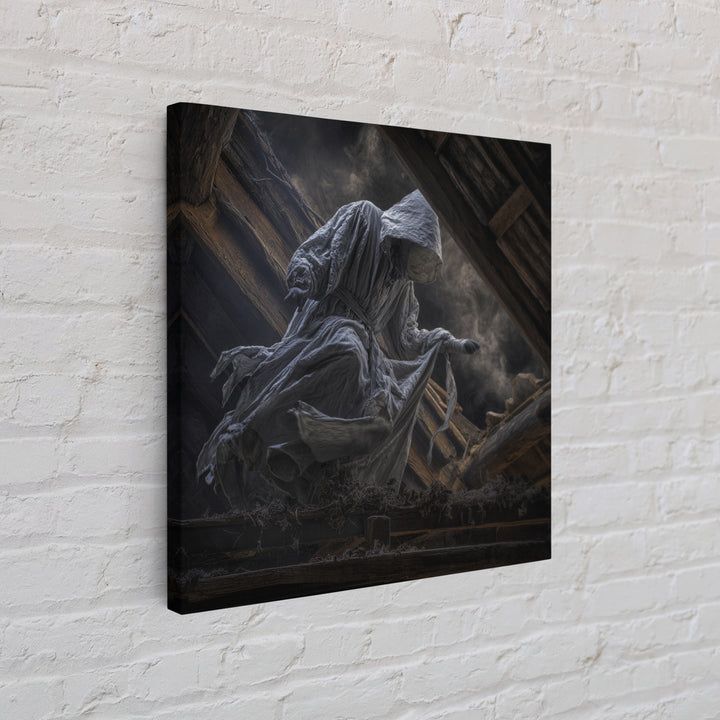 The Attic Whisperer, Square Wall Art, Gothic Horror Wall Art, Framed Canvas Print, Halloween Wall Decor, Gothic Home Decor