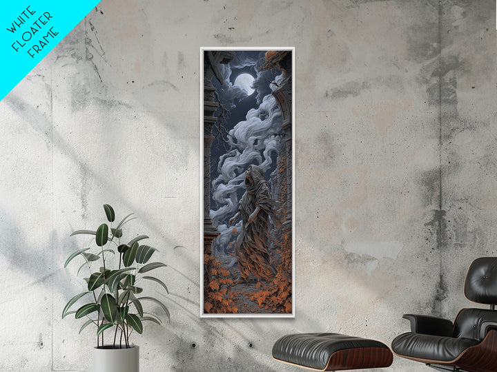 The Attic Whisperer, Tall Narrow Wall Art, Macabre Wall Art, Framed Canvas Print, Halloween Wall Decor, Gothic Home Decor, Horror Wall Art