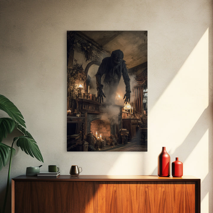 The Chimney Phantom, Vertical Wall Art, Dark Halloween Decor, Canvas Print, Halloween Wall Decor, Gothic Home Decor, Spooky Wall Decor