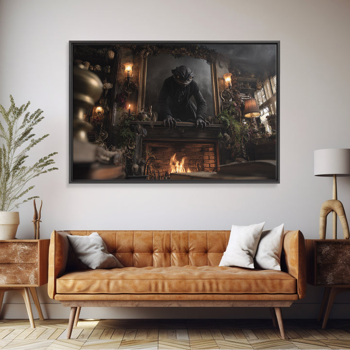 The Chimney Phantom, Landscape Wall Art, Gothic Horror Wall Art, Framed Canvas Print, Halloween Wall Decor, Gothic Home Decor