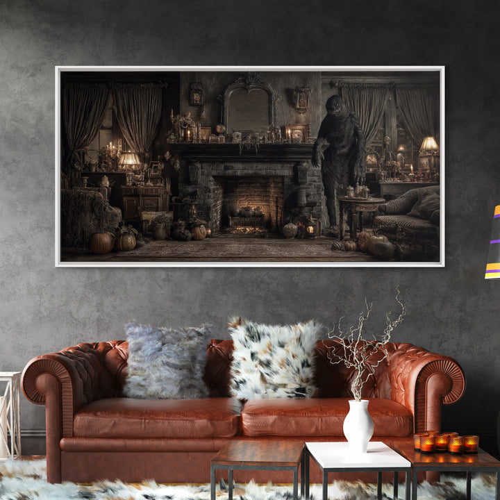 The Chimney Phantom, Wide Panoramic Art, Dark Fantasy Wall Art, Canvas Print, Halloween Wall Decor, Gothic Home Decor, Dark Fantasy Art