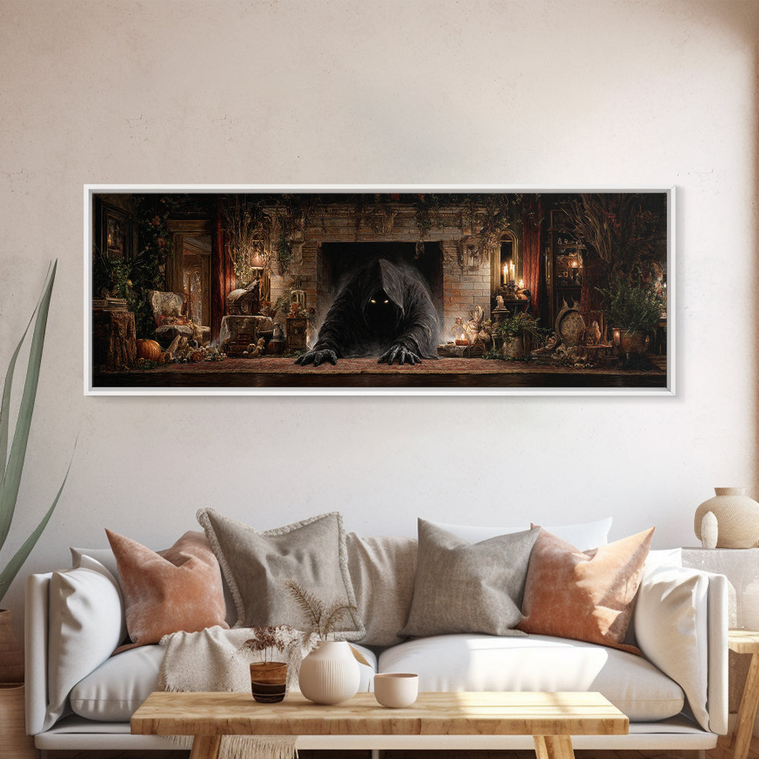The Chimney Phantom, Extra Wide Wall Art, Dark Halloween Decor, Canvas Print, Halloween Wall Decor, Gothic Home Decor, Spooky Wall Decor