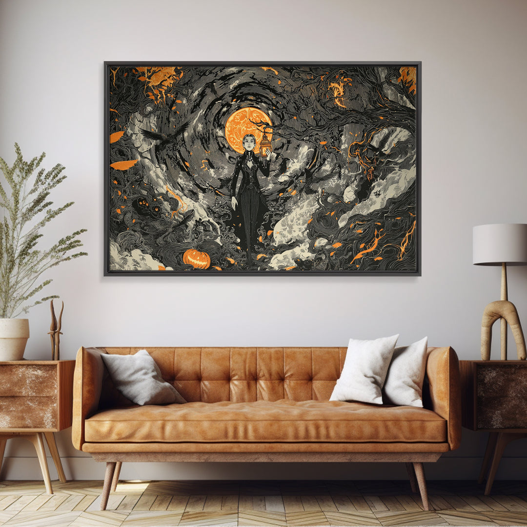 The Lantern Specter, Landscape Wall Art, Dark Fantasy Wall Art, Canvas Print, Halloween Wall Decor, Gothic Home Decor, Macabre Wall Art