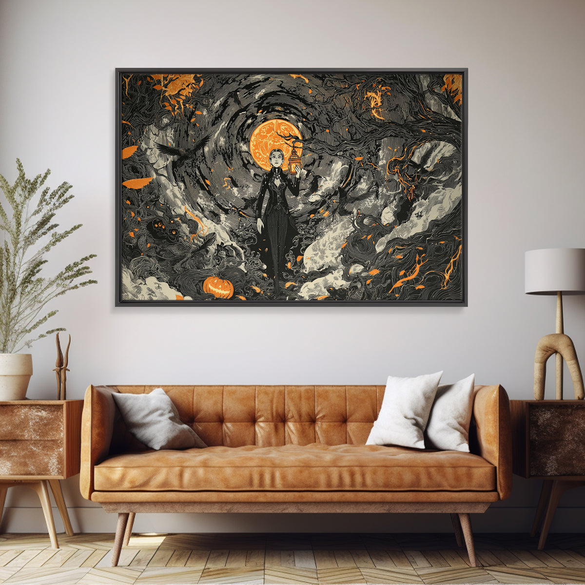The Lantern Specter, Landscape Wall Art, Dark Fantasy Wall Art, Canvas Print, Halloween Wall Decor, Gothic Home Decor, Macabre Wall Art