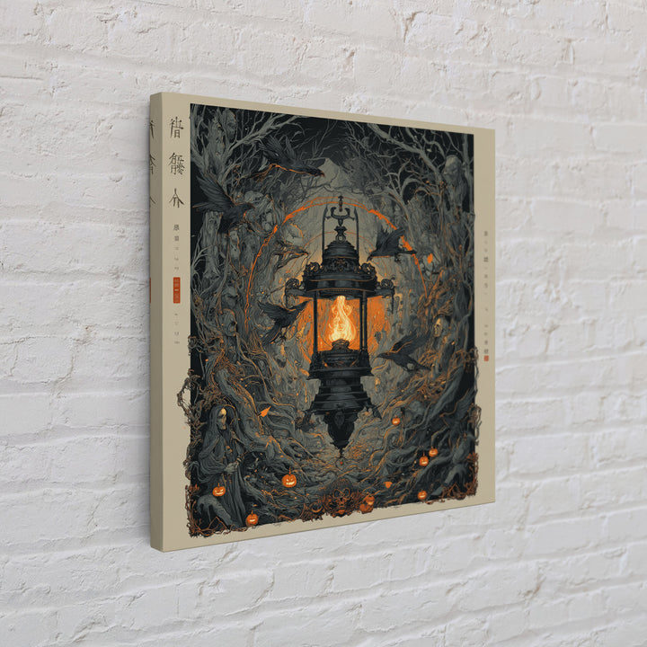 The Lantern Specter, Square Wall Art, Gothic Horror Wall Art, Framed Canvas Print, Halloween Wall Decor, Gothic Home Decor, Halloween Decor
