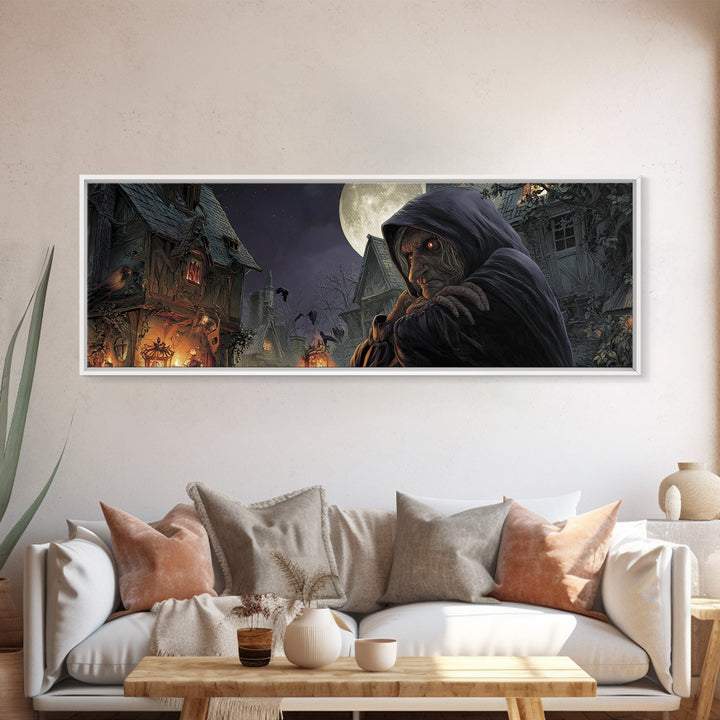 The Red-Eyed Night Hag, Extra Wide Wall Art, Dark Halloween Decor, Canvas Print, Halloween Wall Decor, Gothic Home Decor, Horror Wall Art