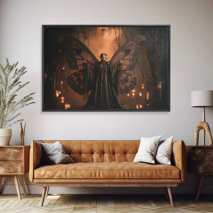 The Velvet Moth Witch, Landscape Wall Art, Spooky Home Decor, Canvas Print, Halloween Wall Decor, Gothic Home Decor, Halloween Wall Art