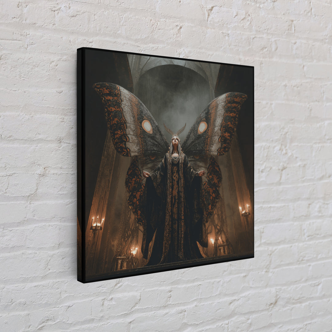 The Velvet Moth Witch, Square Wall Art, Dark Fantasy Wall Art, Canvas Print, Halloween Wall Decor, Gothic Home Decor, Spooky Wall Decor