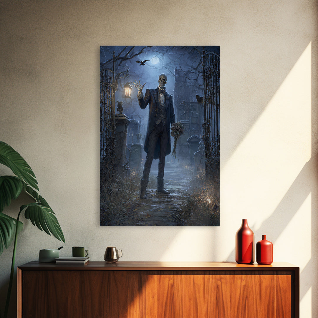 The Ghostly Groom, Vertical Wall Art, Spooky Home Decor, Canvas Print, Halloween Wall Decor, Gothic Home Decor, Dark Fantasy Art