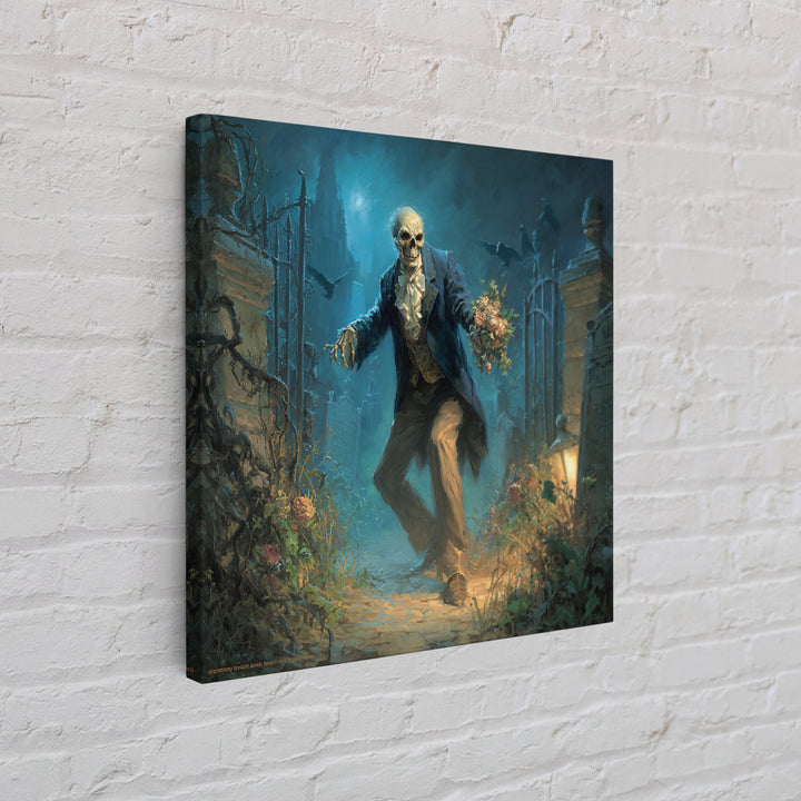 The Ghostly Groom, Square Wall Art, Gothic Horror Wall Art, Framed Canvas Print, Halloween Wall Decor, Gothic Home Decor