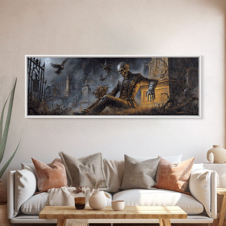 The Ghostly Groom, Extra Wide Wall Art, Dark Fantasy Wall Art, Canvas Print, Halloween Wall Decor, Gothic Home Decor, Seasonal Home Decor