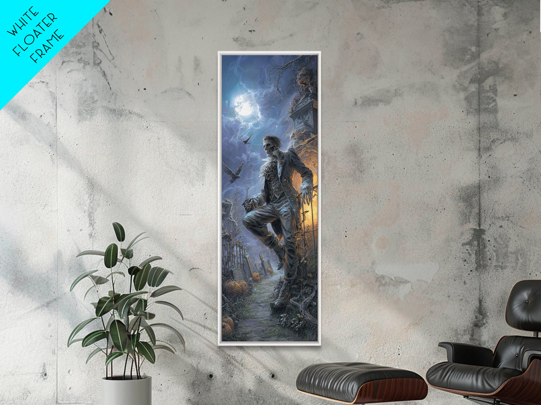 The Ghostly Groom, Tall Narrow Wall Art, Macabre Wall Art, Framed Canvas Print, Halloween Wall Decor, Gothic Home Decor, Seasonal Home Decor