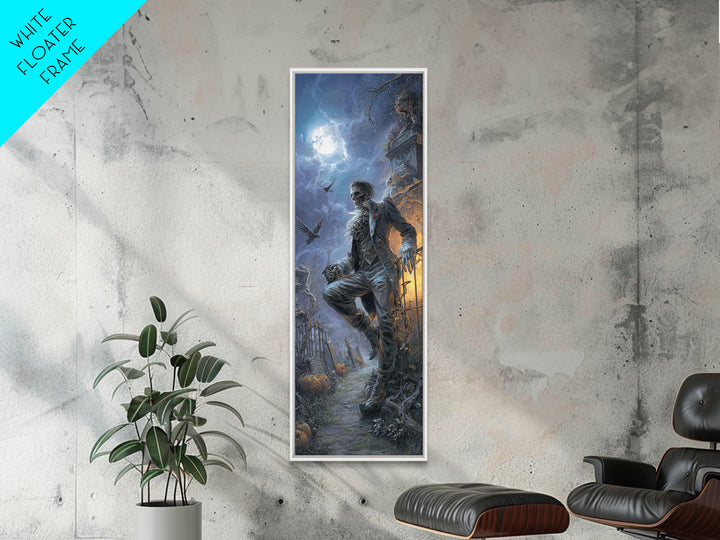 The Ghostly Groom, Tall Narrow Wall Art, Macabre Wall Art, Framed Canvas Print, Halloween Wall Decor, Gothic Home Decor, Seasonal Home Decor