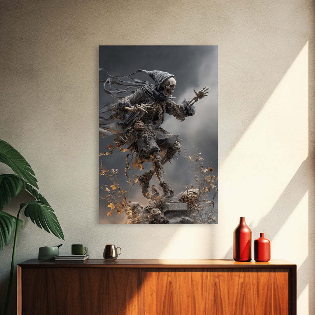 The Phantom Jester, Vertical Wall Art, Spooky Home Decor, Canvas Print, Halloween Wall Decor, Gothic Home Decor, Dark Fantasy Art