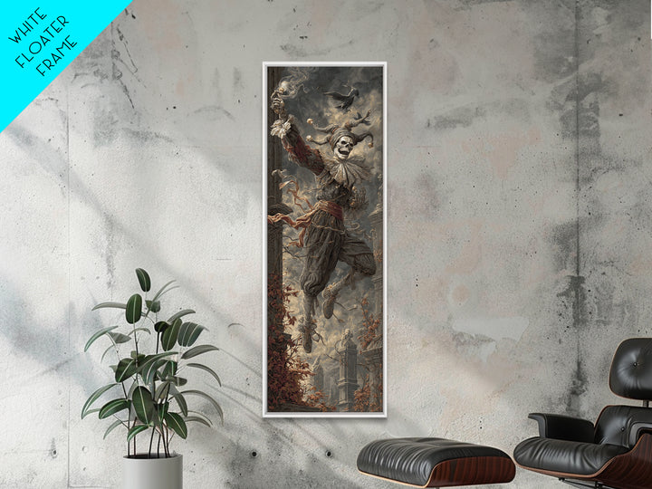 The Phantom Jester, Tall Narrow Wall Art, Dark Halloween Decor, Canvas Print, Halloween Wall Decor, Gothic Home Decor