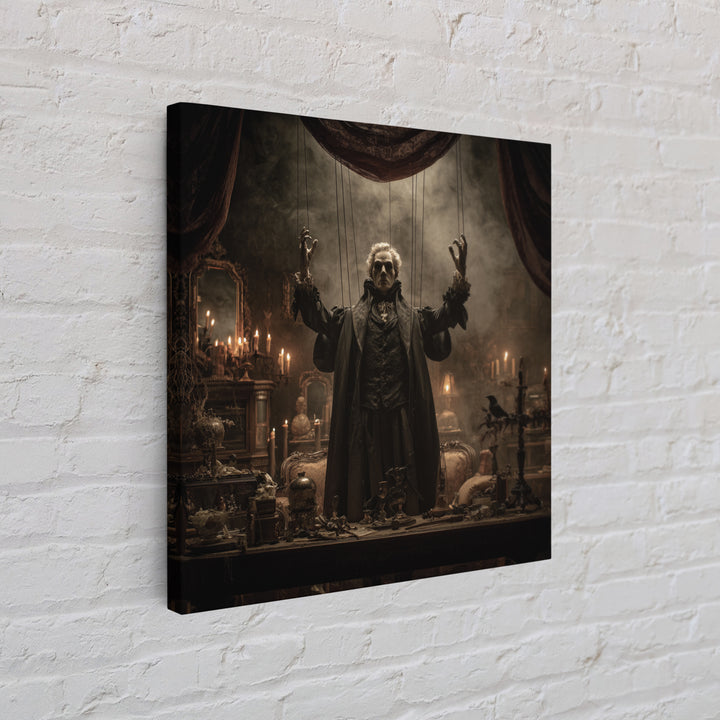 The Marionette Master, Square Wall Art, Macabre Wall Art, Framed Canvas Print, Halloween Wall Decor, Gothic Home Decor, Seasonal Home Decor