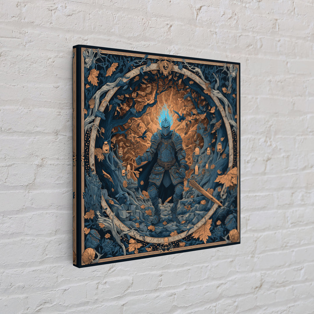The Spectral Knight, Square Wall Art, Haunted Gothic Art, Framed Canvas Print, Halloween Wall Decor, Gothic Home Decor