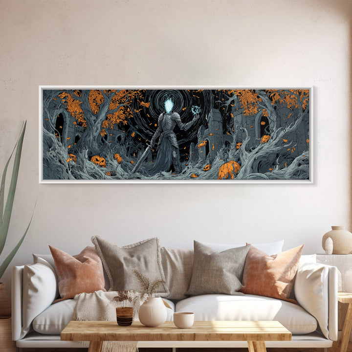 The Spectral Knight, Extra Wide Wall Art, Spooky Home Decor, Canvas Print, Halloween Wall Decor, Gothic Home Decor, Spooky Wall Decor