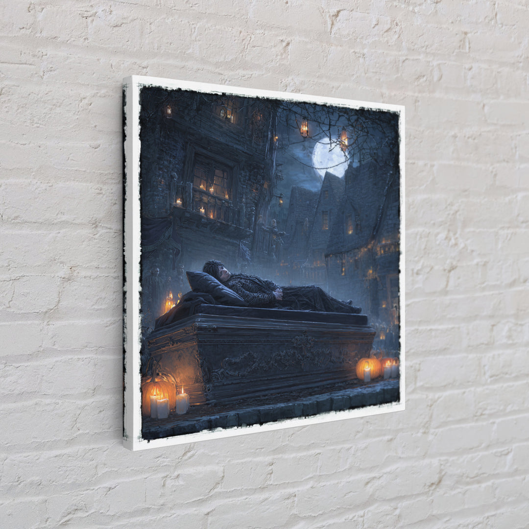The Coffin Sleeper, Square Wall Art, Dark Halloween Decor, Canvas Print, Halloween Wall Decor, Gothic Home Decor, Seasonal Home Decor