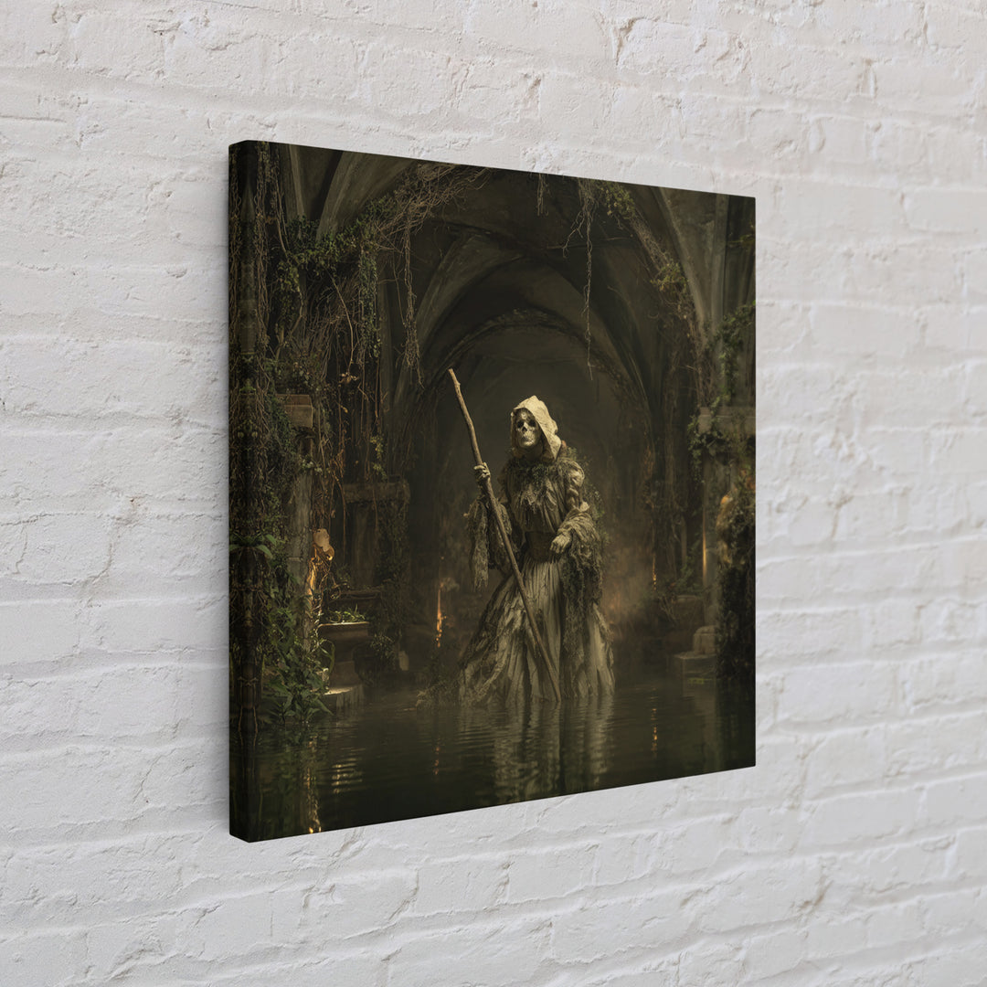 The Swamp Witch, Square Wall Art, Macabre Wall Art, Framed Canvas Print, Halloween Wall Decor, Gothic Home Decor, Seasonal Home Decor