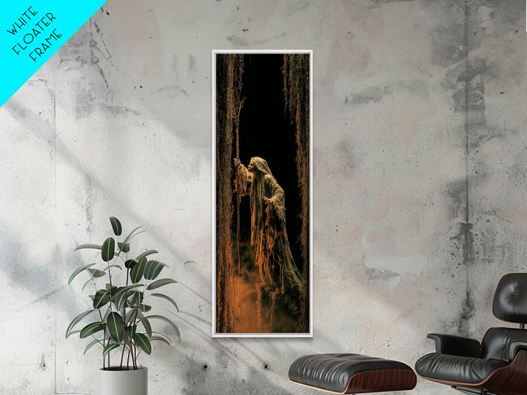 The Swamp Witch, Tall Narrow Wall Art, Dark Halloween Decor, Canvas Print, Halloween Wall Decor, Gothic Home Decor, Macabre Wall Art