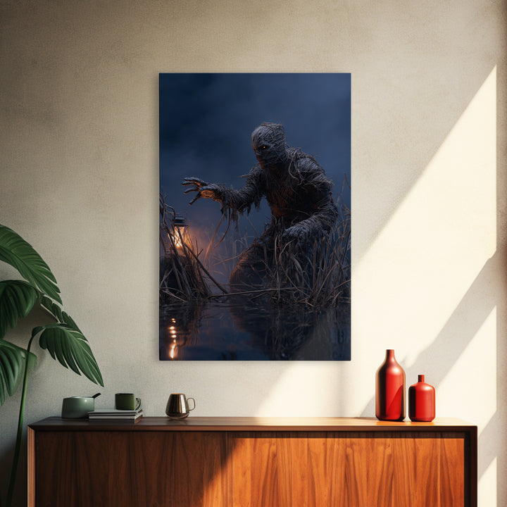The Bog Mummy, Vertical Wall Art, Haunted Gothic Art, Framed Canvas Print, Halloween Wall Decor, Gothic Home Decor, Horror Wall Art
