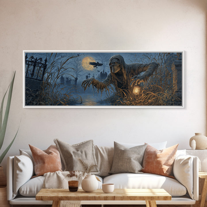 The Bog Mummy, Extra Wide Wall Art, Gothic Horror Wall Art, Framed Canvas Print, Halloween Wall Decor, Gothic Home Decor, Statement Wall Art