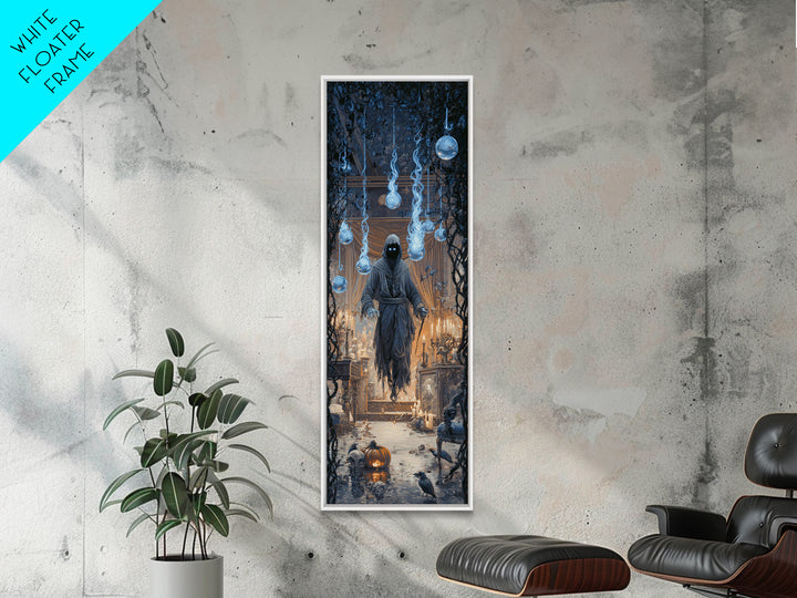 The Will-O'-The-Wisp Shepherd, Tall Narrow Wall Art, Dark Halloween Decor, Canvas Print, Halloween Wall Decor, Gothic Home Decor