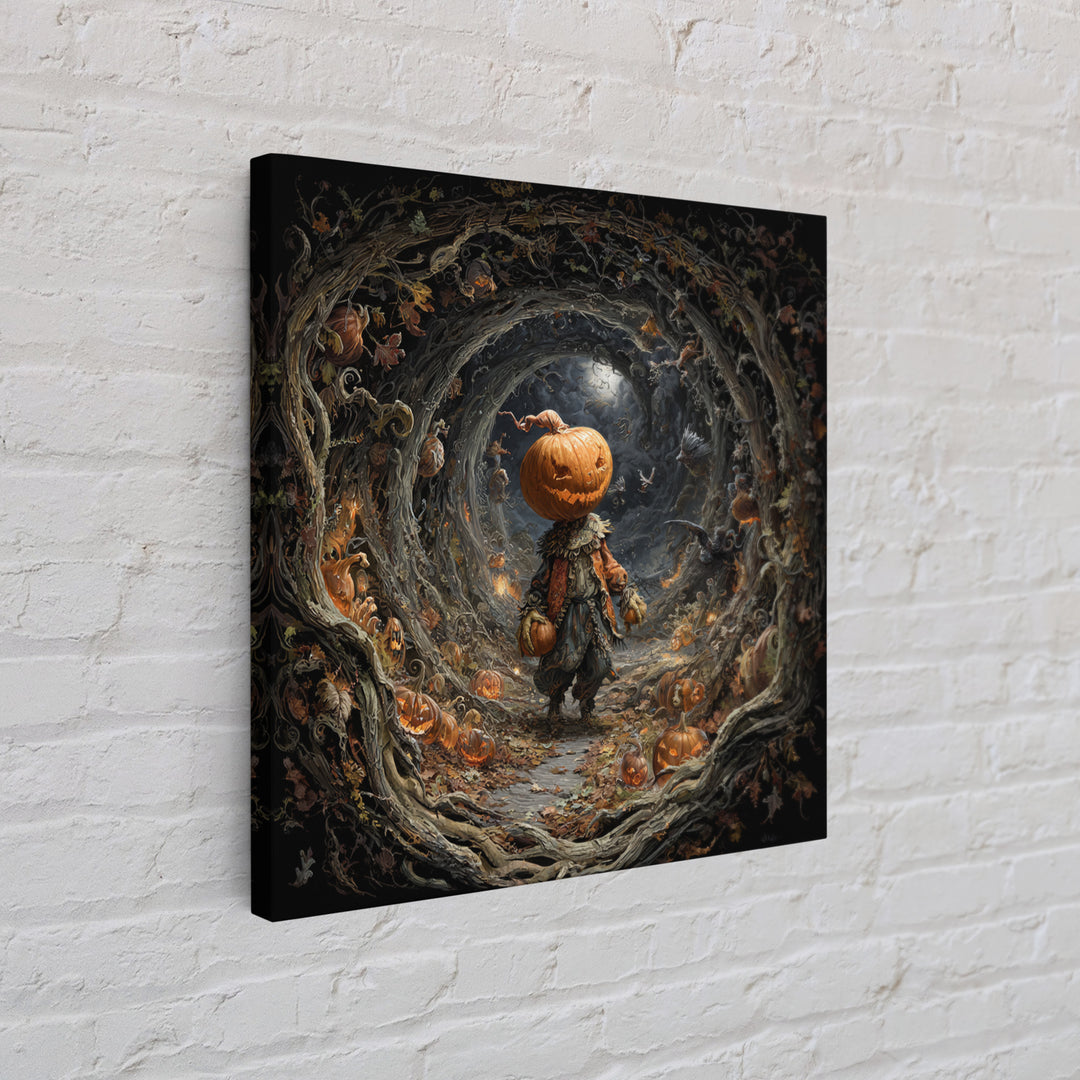 The Pumpkin Patch Goblin, Square Wall Art, Haunted Gothic Art, Framed Canvas Print, Halloween Wall Decor, Gothic Home Decor