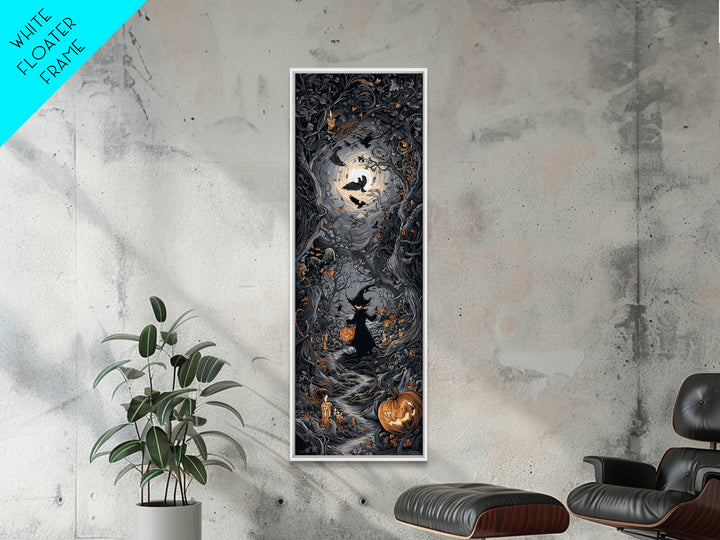 The Pumpkin Patch Goblin, Tall Narrow Wall Art, Haunted Gothic Art, Framed Canvas Print, Halloween Wall Decor, Gothic Home Decor
