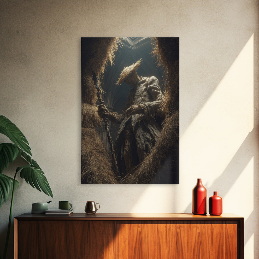The Cornfield Crawler, Vertical Wall Art, Macabre Wall Art, Framed Canvas Print, Halloween Wall Decor, Gothic Home Decor, Halloween Wall Art