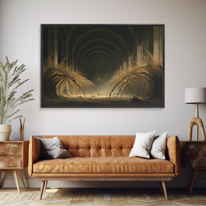 The Cornfield Crawler, Landscape Wall Art, Haunted Gothic Art, Framed Canvas Print, Halloween Wall Decor, Gothic Home Decor