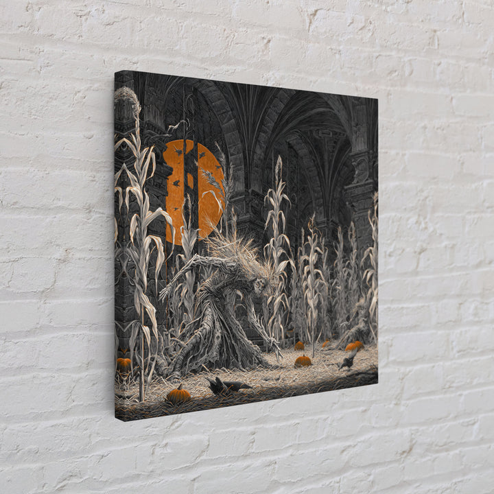 The Cornfield Crawler, Square Wall Art, Gothic Horror Wall Art, Framed Canvas Print, Halloween Wall Decor, Gothic Home Decor