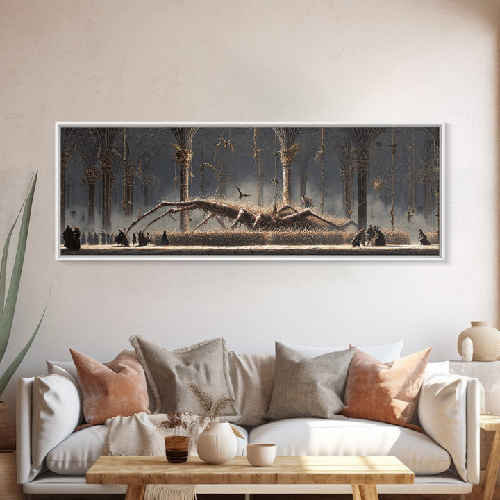 The Cornfield Crawler, Extra Wide Wall Art, Haunted Gothic Art, Framed Canvas Print, Halloween Wall Decor, Gothic Home Decor
