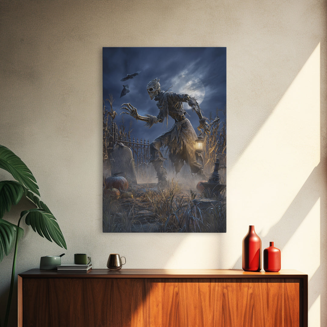 The Harvest Demon, Vertical Wall Art, Spooky Home Decor, Canvas Print, Halloween Wall Decor, Gothic Home Decor, Spooky Wall Decor
