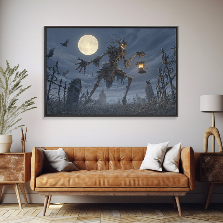 The Harvest Demon, Landscape Wall Art, Haunted Gothic Art, Framed Canvas Print, Halloween Wall Decor, Gothic Home Decor, Seasonal Home Decor