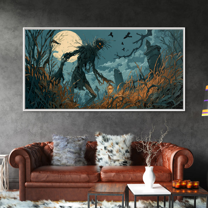 The Harvest Demon, Wide Panoramic Art, Dark Halloween Decor, Canvas Print, Halloween Wall Decor, Gothic Home Decor, Macabre Wall Art